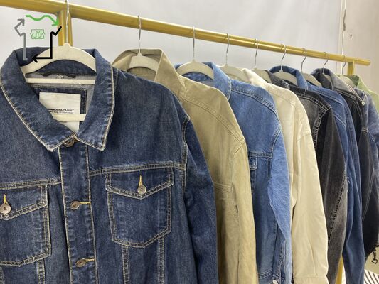 Mixed Size Second Hand Denim Jacket Shirt Slim Fit Fashionable Outerwear Used Clothes