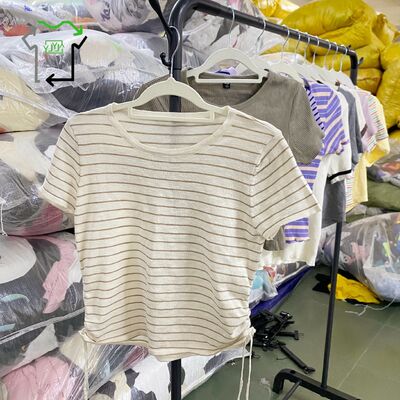 Women'S Grade Knitted Short Sleeved Shirt Used Clothes China Formal Blouses Mixed Colors