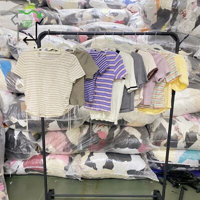 Women'S Grade Knitted Short Sleeved Shirt Used Clothes China Formal Blouses Mixed Colors