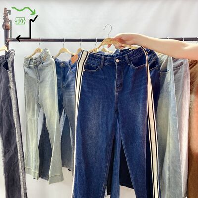 Unisex Men Women Used Trousers Denim Jeans Heavy Duty Straight Baggy Fit Clean 95-100%