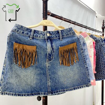 Used Women's Denim Cowboy Three Quarter Shorts Mixed Colors Used Clothing Ukay Bales