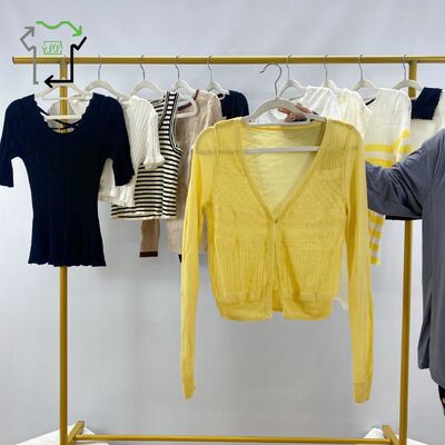 Second Hand Ladies Short Sleeve Sweater Knit Shirt Polyester Cotton Bales Packaged