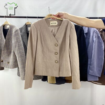 Women's 2nd Hand Winter Clothes Used Business Casual Button Thrift Blazer Suit Jacket