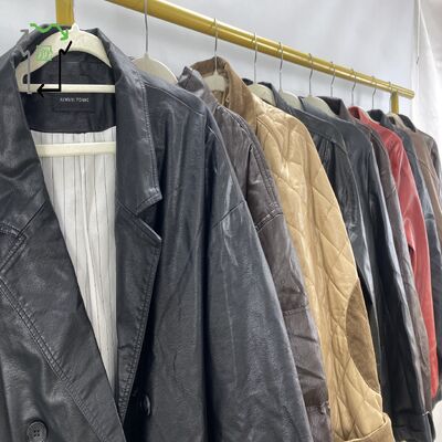 Men Women's Used Winter Clothing Adults Fashionable 2nd Hand Leather Jacket