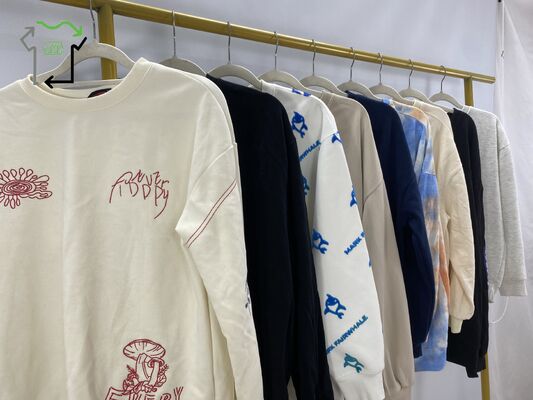 Used Mix Unisex Universal Neck V Neck Zipper Hoodies Polyester Cotton Crewneck Clothes