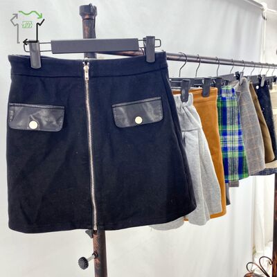 Women's Slim Fit Used Clothes Second Hand Polyester Cotton Blend Summer Short Skirts