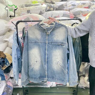 Mixed Sizes Second Hand Coats Long Sleeved Used Mens Jean Jacket Polyester Cotton