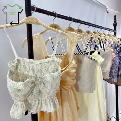 Second Hand Women's Camisole Top Spaghetti Strap Y2k Korean Style New High Quality Polyester/Cotton Summer Ready Used Clothes