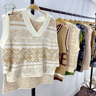 Spring Autumn Winter Women's Second Hand High Quality Clean 95-100% Polyester/Cotton Sweater Vest Mixed Colors China Wholesale