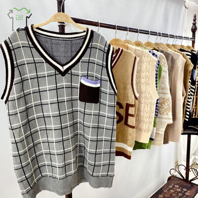 Spring Autumn Winter Women's Second Hand High Quality Clean 95-100% Polyester/Cotton Sweater Vest Mixed Colors China Wholesale