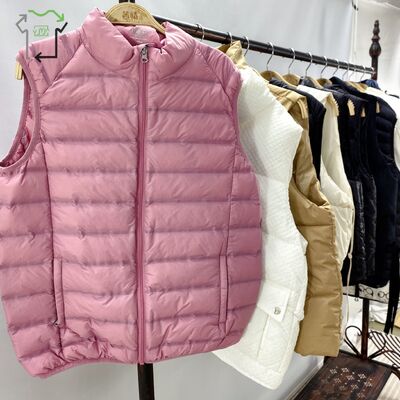 Yijiayi Women's High Quality Second Hand Winter Fashion Stand Collar Thicken Cotton Warm Plain Padded Puffer Vest Mixed Colors