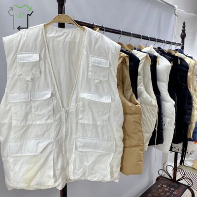 Yijiayi Women's High Quality Second Hand Winter Fashion Stand Collar Thicken Cotton Warm Plain Padded Puffer Vest Mixed Colors