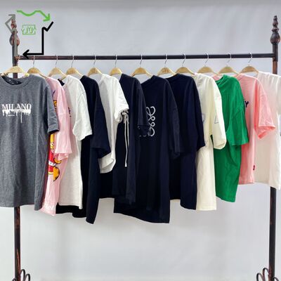 Wholesale Second Hand Women's & Men's T-shirts High Quality Polyester/Cotton Mixed Colors Grade a Fashion Casual Ukay Bales