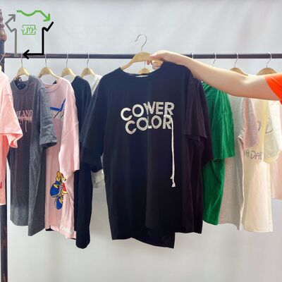 Wholesale Second Hand Women's & Men's T-shirts High Quality Polyester/Cotton Mixed Colors Grade a Fashion Casual Ukay Bales