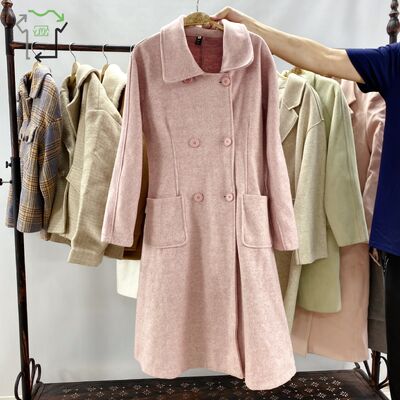 Yijiayi Second Hand Handmade Women's Coat Double Long Winter Polyester/Cotton High Quality Clean 95-100% Grade a