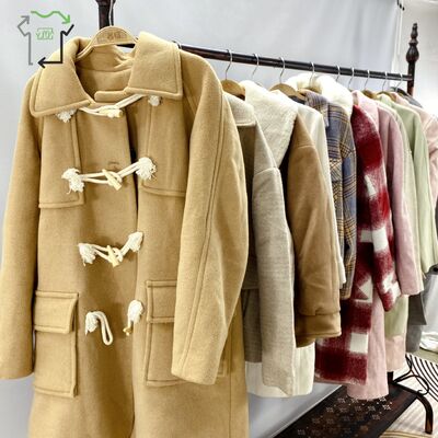 Yijiayi Second Hand Handmade Women's Coat Double Long Winter Polyester/Cotton High Quality Clean 95-100% Grade a