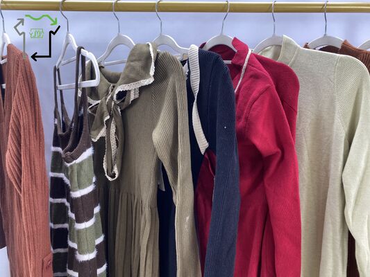 Wholesale Second Hand Winter Sweater Dress Used Clothes Diversified Mixed Styles Revealing Fur Dresses High Quality