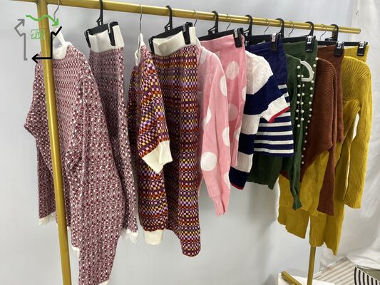 Winter Second Hand Women's Sweater Set Button Elegant Casual Warm High Quality Clean 95-100% Mixed Clothing Ukay Used Clothes