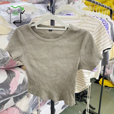 Women'S Grade Knitted Short Sleeved Shirt Used Clothes China Formal Blouses Mixed Colors