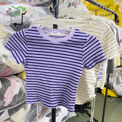 Women'S Grade Knitted Short Sleeved Shirt Used Clothes China Formal Blouses Mixed Colors