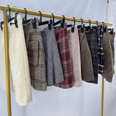 Clean Women Woolen Used Skirts Thin Versatile Maxi Step Hip Short Second Hand