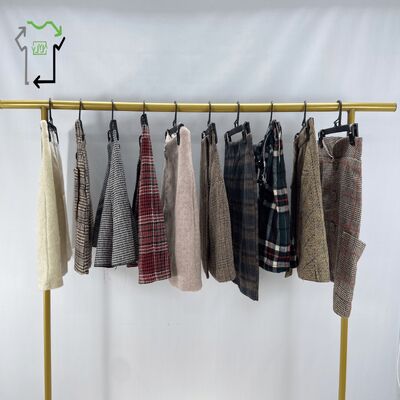 Clean Women Woolen Used Skirts Thin Versatile Maxi Step Hip Short Second Hand