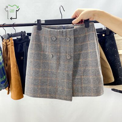 Clean Women Woolen Used Skirts Thin Versatile Maxi Step Hip Short Second Hand