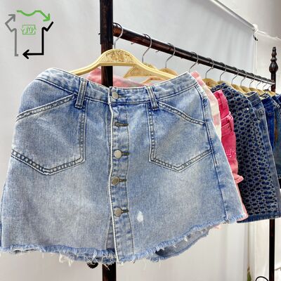 Used Women's Denim Cowboy Three Quarter Shorts Mixed Colors Used Clothing Ukay Bales