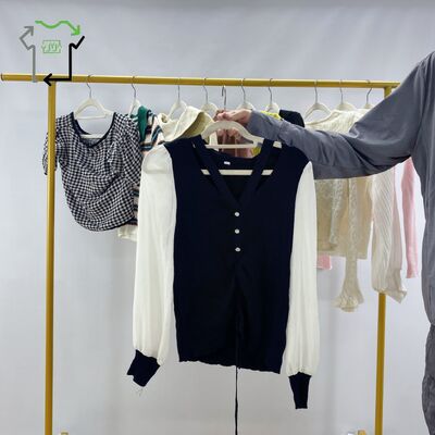 Women Casual Knitted Second Hand Long Sleeved Neck Pullover Sweater Spring Season