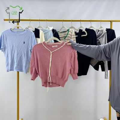 Mixed Spring Used Short Sleeve Clothing Second Hand Women Knitted Tops