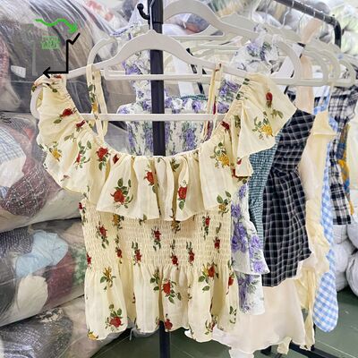 Mixed Size Used Tie On Top Dress Skirt Patterned Second Hand Sling Clothing