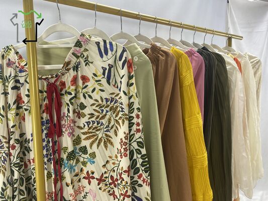 Grade A Comfortable Lady Used Clothes Silk Long Dress Winter Mixed Colors For Women