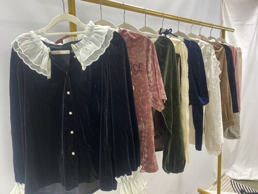 Second Hand Women's Summer Velvet Blouses Mixed Styles Fashionable Mixed Colors