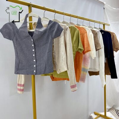 Vintage Ladies Spring Used Clothes Thick Intarsia Pattern Sweater Hip Hop Varsity Fashionable（1）