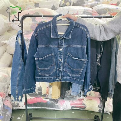 All Season Second Hand Clothes Polyester Cotton Blend Jeans Jacket Long Sleeved