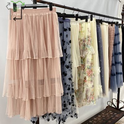Wholesale 50 Pcs Used Mesh Skirts for Tropical Parties Cheap Used Clothes for Women High Quality Mesh Skirt