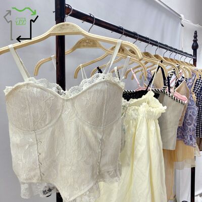 Second Hand Women's Camisole Top Spaghetti Strap Y2k Korean Style New High Quality Polyester/Cotton Summer Ready Used Clothes