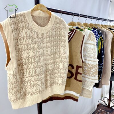 Spring Autumn Winter Women's Second Hand High Quality Clean 95-100% Polyester/Cotton Sweater Vest Mixed Colors China Wholesale