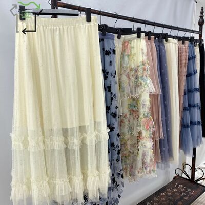 Used YIJIAYI Long Skirt Puffy Tulle High Quality Polyester/Cotton Elegant Vintage Women Casual Midi Skirt Multiple Different