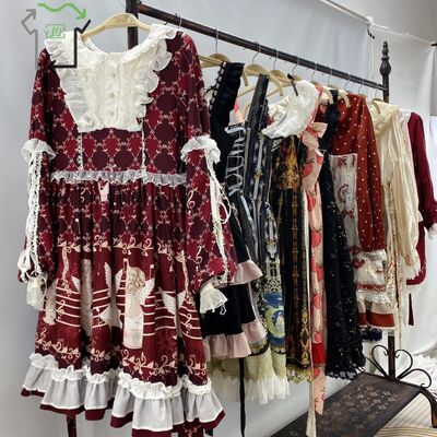 Second Hand Chinese Sweet Elegant Girl Gothic Long Vintage Victorian Lolita Princess Dresses Cotton Material High Quality Clean