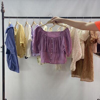 Wholesale Second Hand Women's Crop Tops Mixed Style Short Tops Cold Shoulder Summer No Stains All Seasons Ukay Bales High