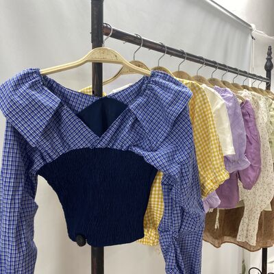 Wholesale Second Hand Women's Crop Tops Mixed Style Short Tops Cold Shoulder Summer No Stains All Seasons Ukay Bales High