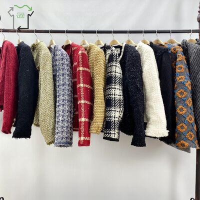 Second Hand Xiaoxiangfeng Women's Fashion Warm Short Style Thick Plush High Quality Polyester/Cotton Single Button Used Jacket