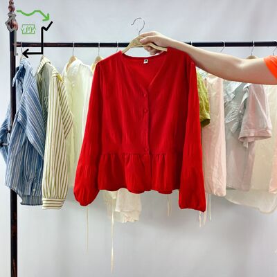 Ukay Wholesale YIJIAYI High Quality Clean Second Hand Cotton Top Casual Soft Mixed Long and Short Blouse in Bulk