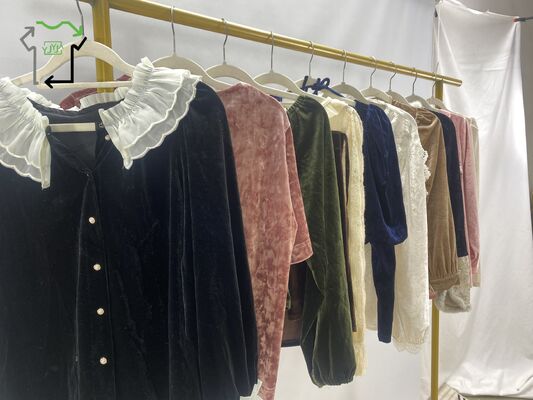 Wholesaler Long/Short Sleeve Summer T-Shirt Used Velvet for Women with Temperament Used Clothes