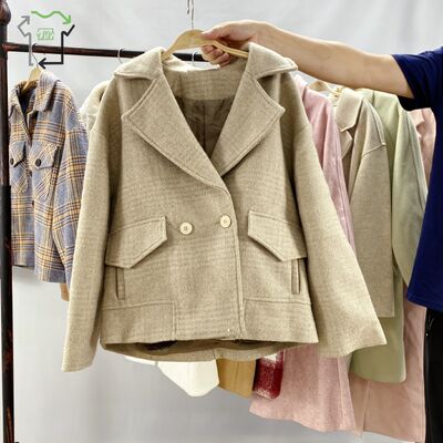 Yijiayi Second Hand Handmade Women's Coat Double Long Winter Polyester/Cotton High Quality Clean 95-100% Grade a