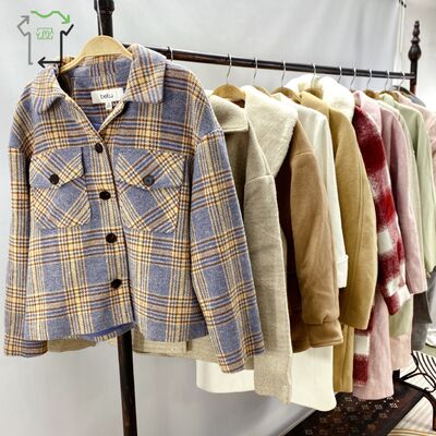 Yijiayi Second Hand Handmade Women's Coat Double Long Winter Polyester/Cotton High Quality Clean 95-100% Grade a