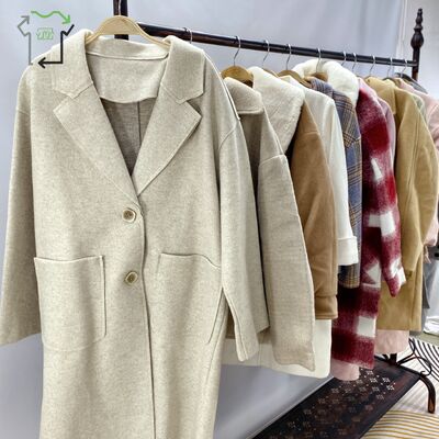 Yijiayi Second Hand Handmade Women's Coat Double Long Winter Polyester/Cotton High Quality Clean 95-100% Grade a
